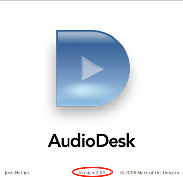 Finding AudioDesk's version number