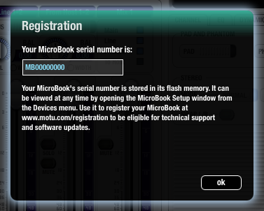MicroBook Registration Dialog
